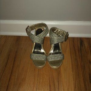 Gold Strappy Wedges